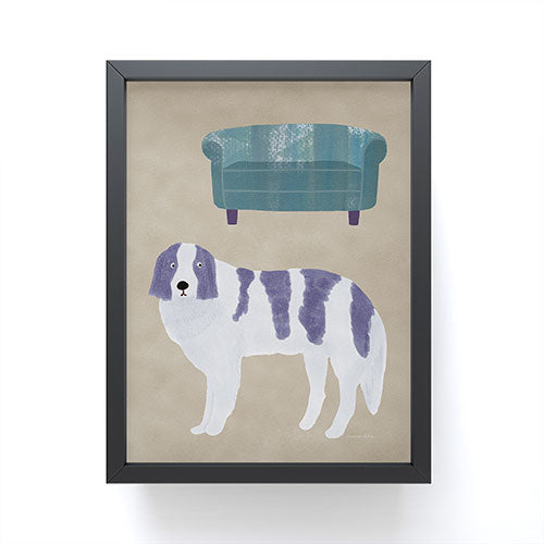 norarikka Dog and a Sofa Purple and Beige Framed Mini Art Print