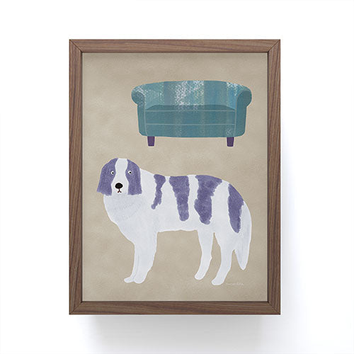 norarikka Dog and a Sofa Purple and Beige Framed Mini Art Print