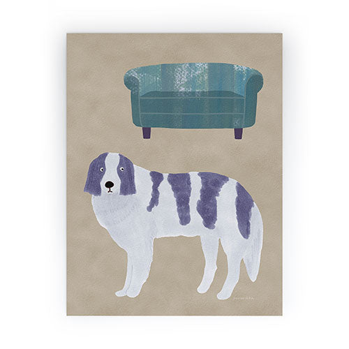 norarikka Dog and a Sofa Purple and Beige Mini Art Print