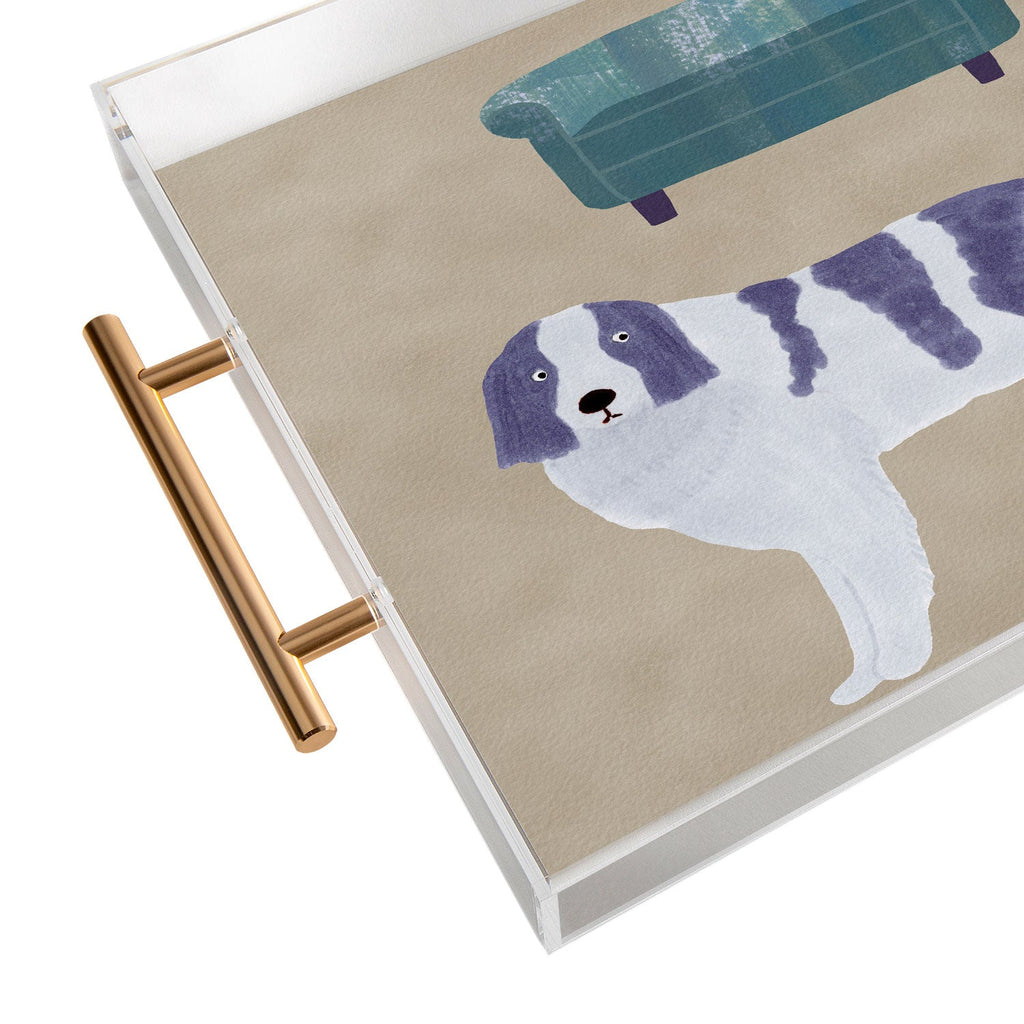norarikka Dog and a Sofa Purple and Beige Acrylic Tray
