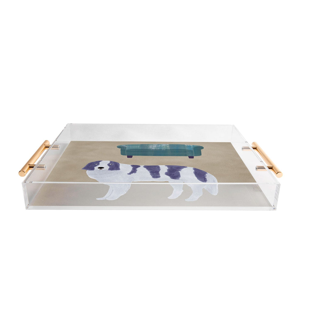 norarikka Dog and a Sofa Purple and Beige Acrylic Tray