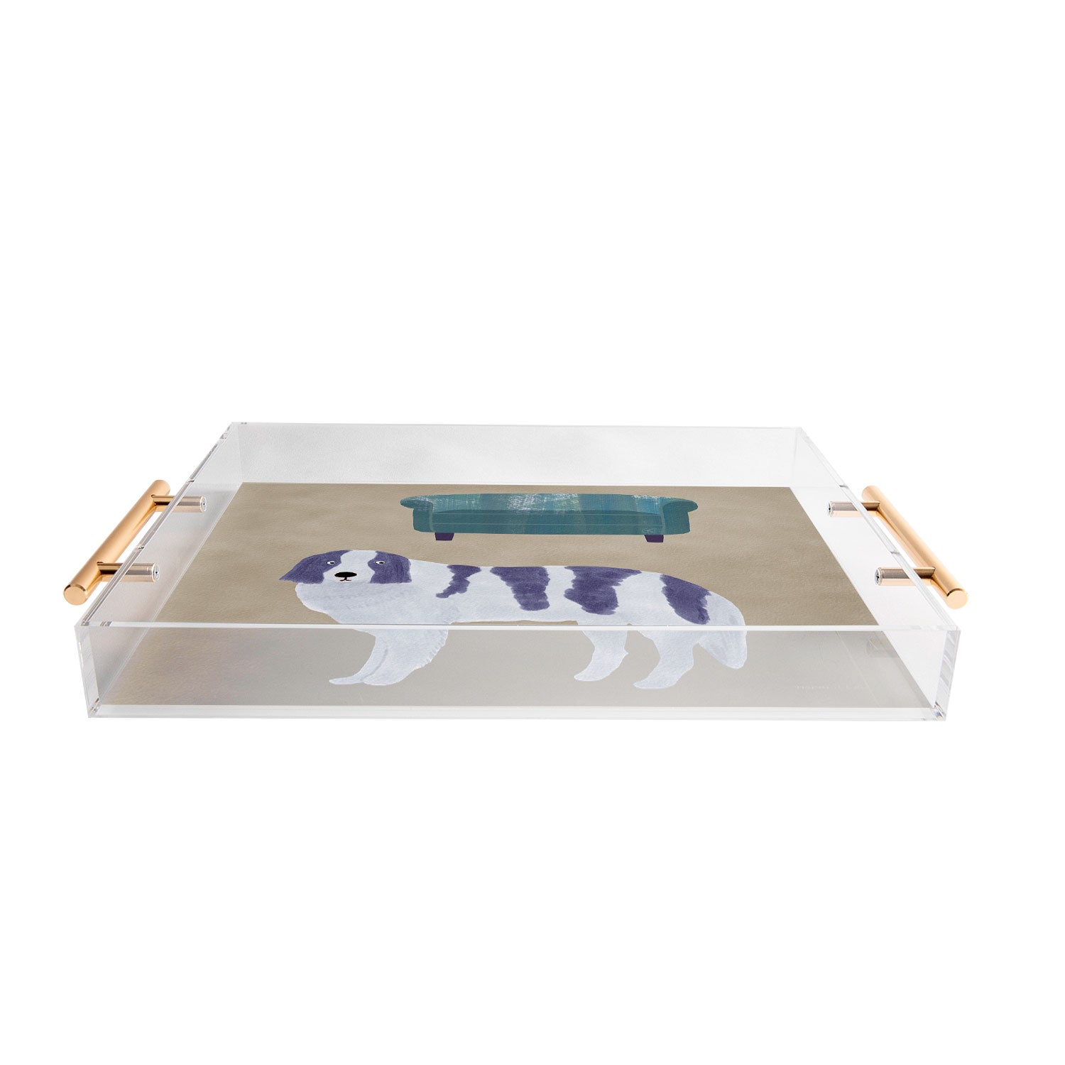 norarikka Dog and a Sofa Purple and Beige Acrylic Tray