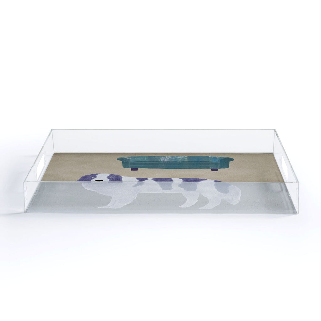 norarikka Dog and a Sofa Purple and Beige Acrylic Tray