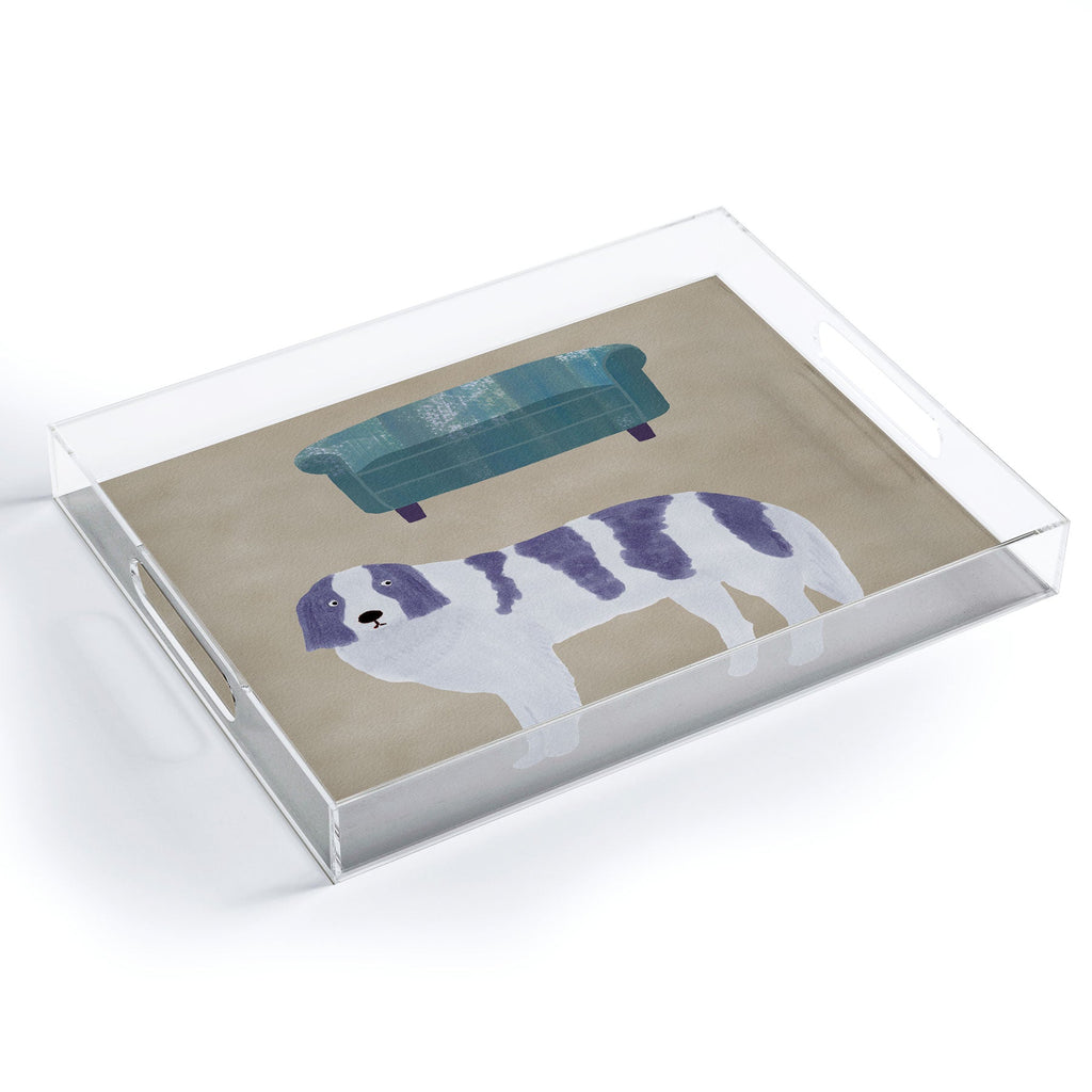 norarikka Dog and a Sofa Purple and Beige Acrylic Tray