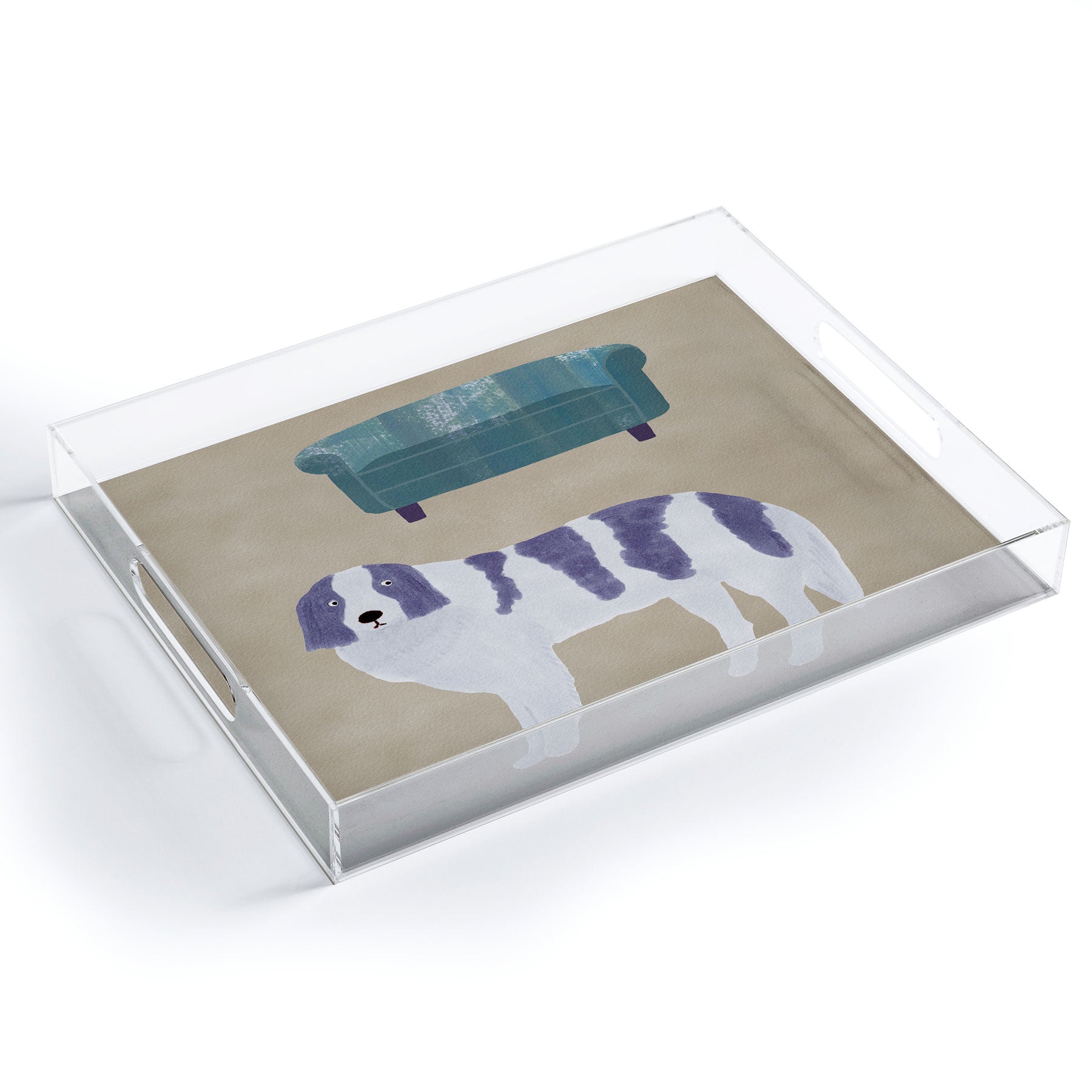 norarikka Dog and a Sofa Purple and Beige Acrylic Tray