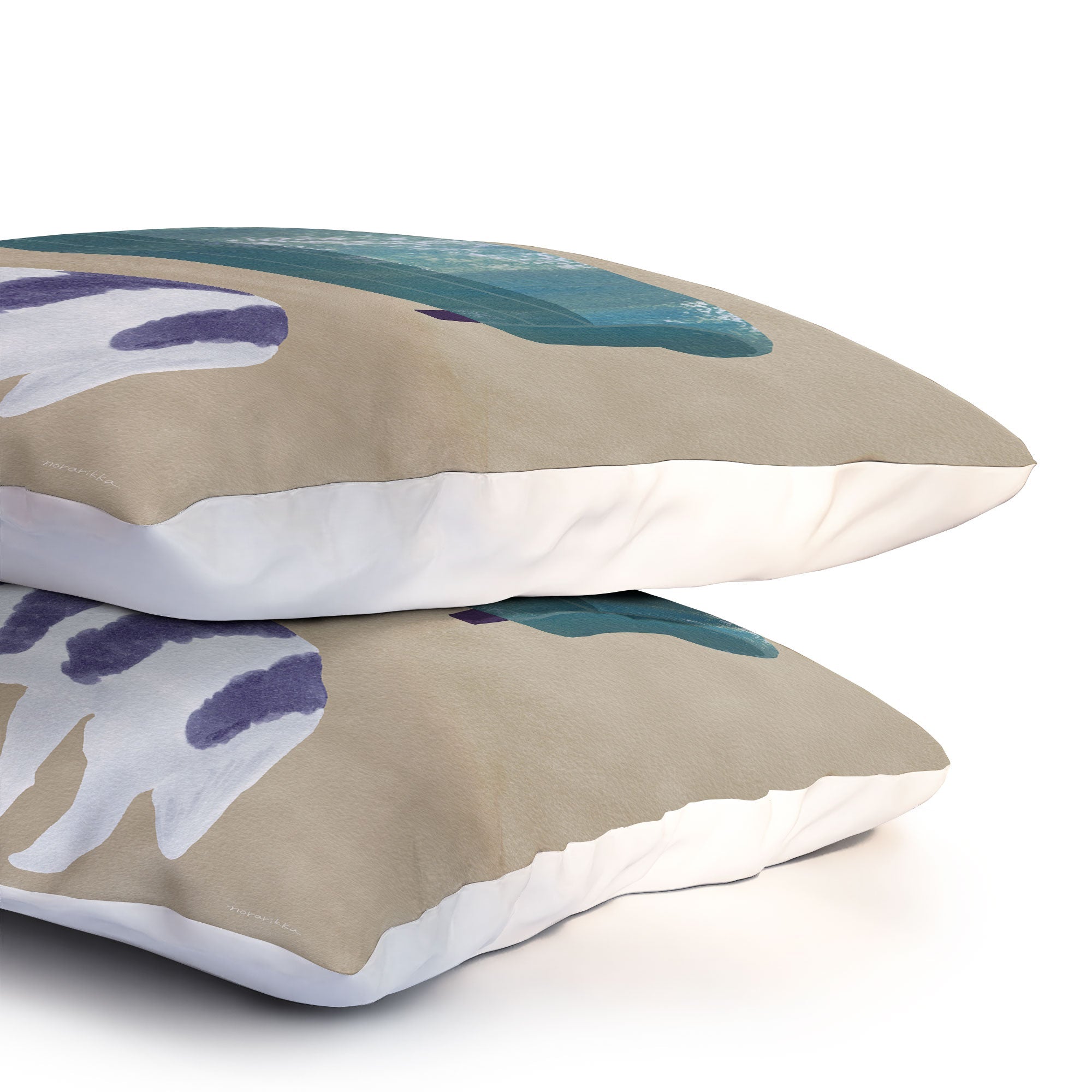 norarikka Dog and a Sofa Purple and Beige Pillow Shams