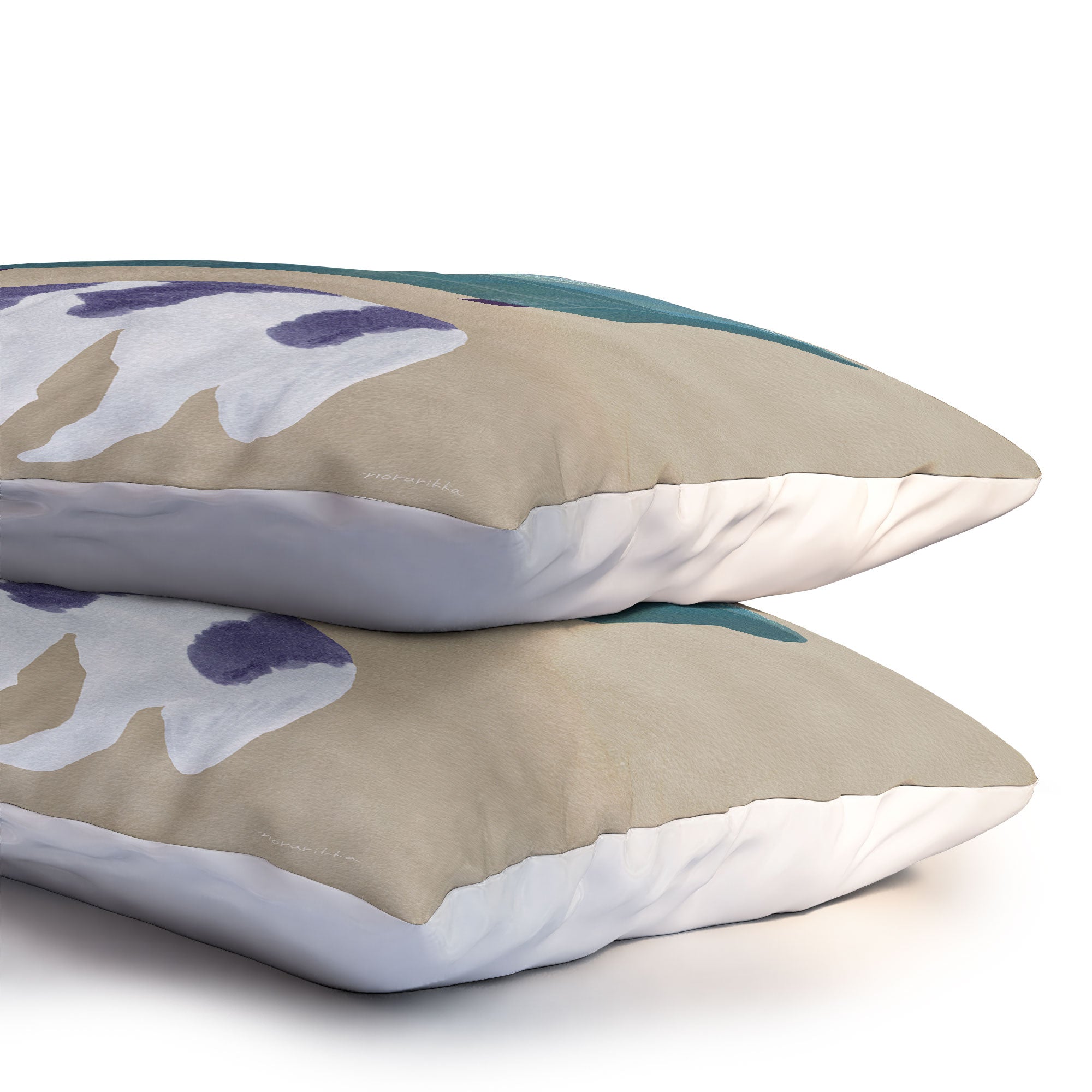 norarikka Dog and a Sofa Purple and Beige Pillow Shams