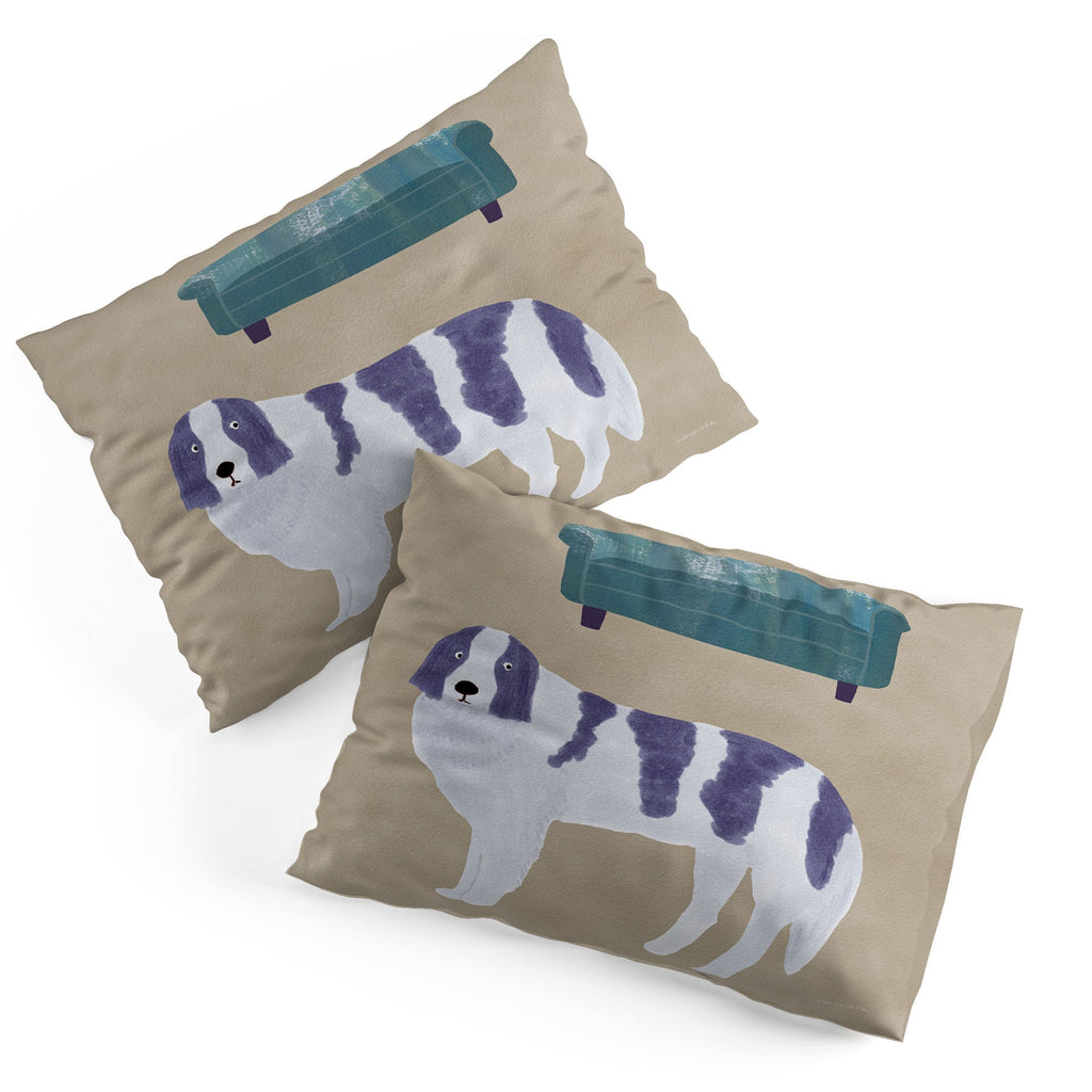 norarikka Dog and a Sofa Purple and Beige Pillow Shams