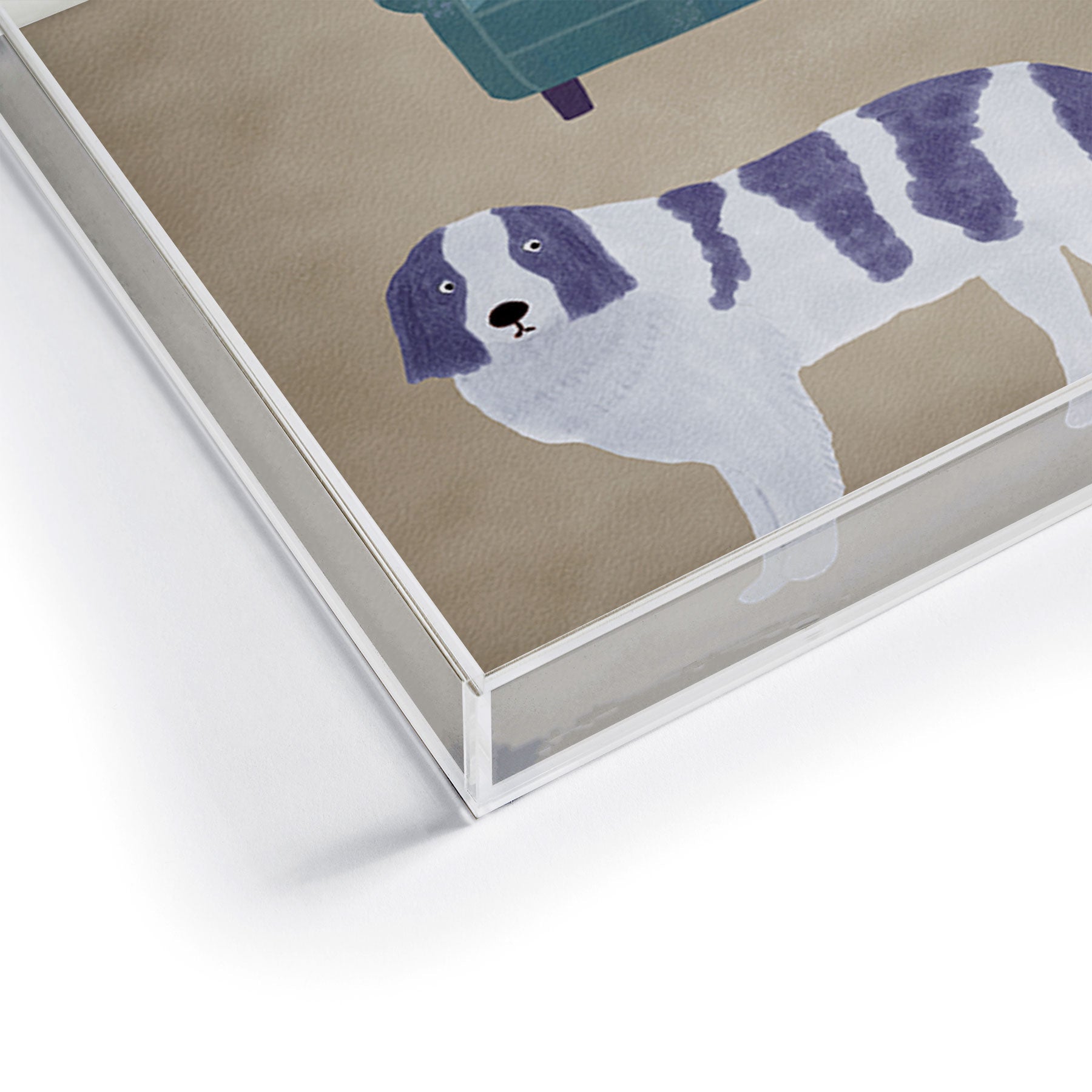 norarikka Dog and a Sofa Purple and Beige Acrylic Tray