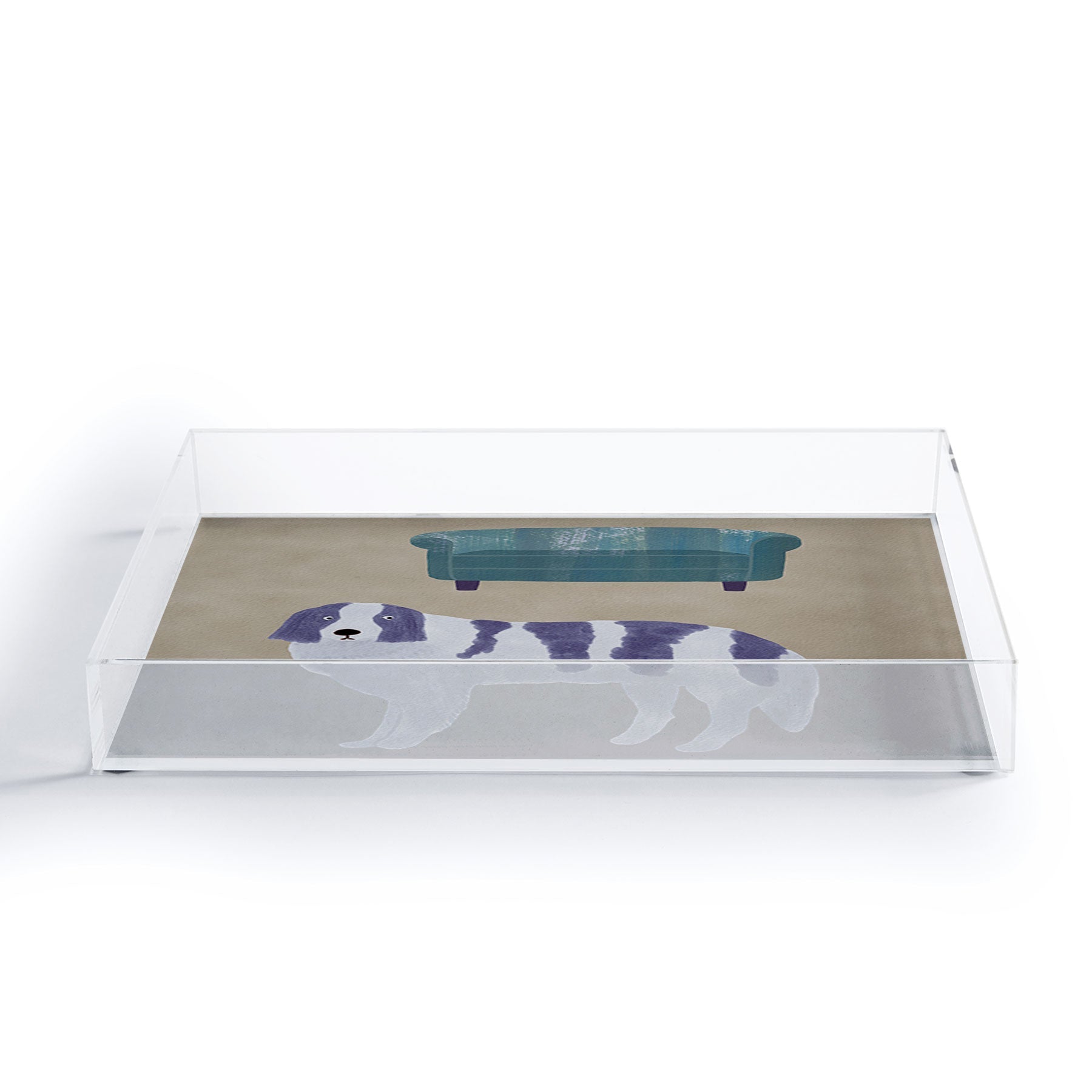 norarikka Dog and a Sofa Purple and Beige Acrylic Tray