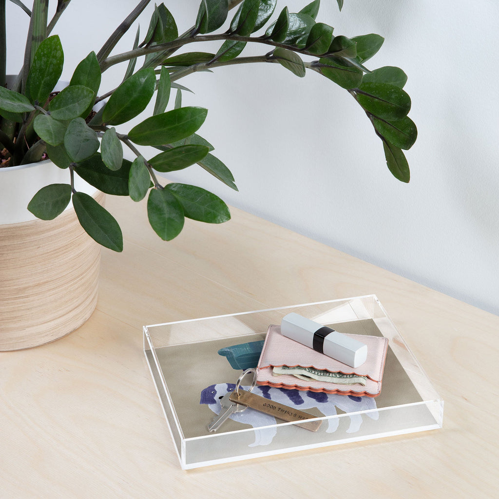 norarikka Dog and a Sofa Purple and Beige Acrylic Tray
