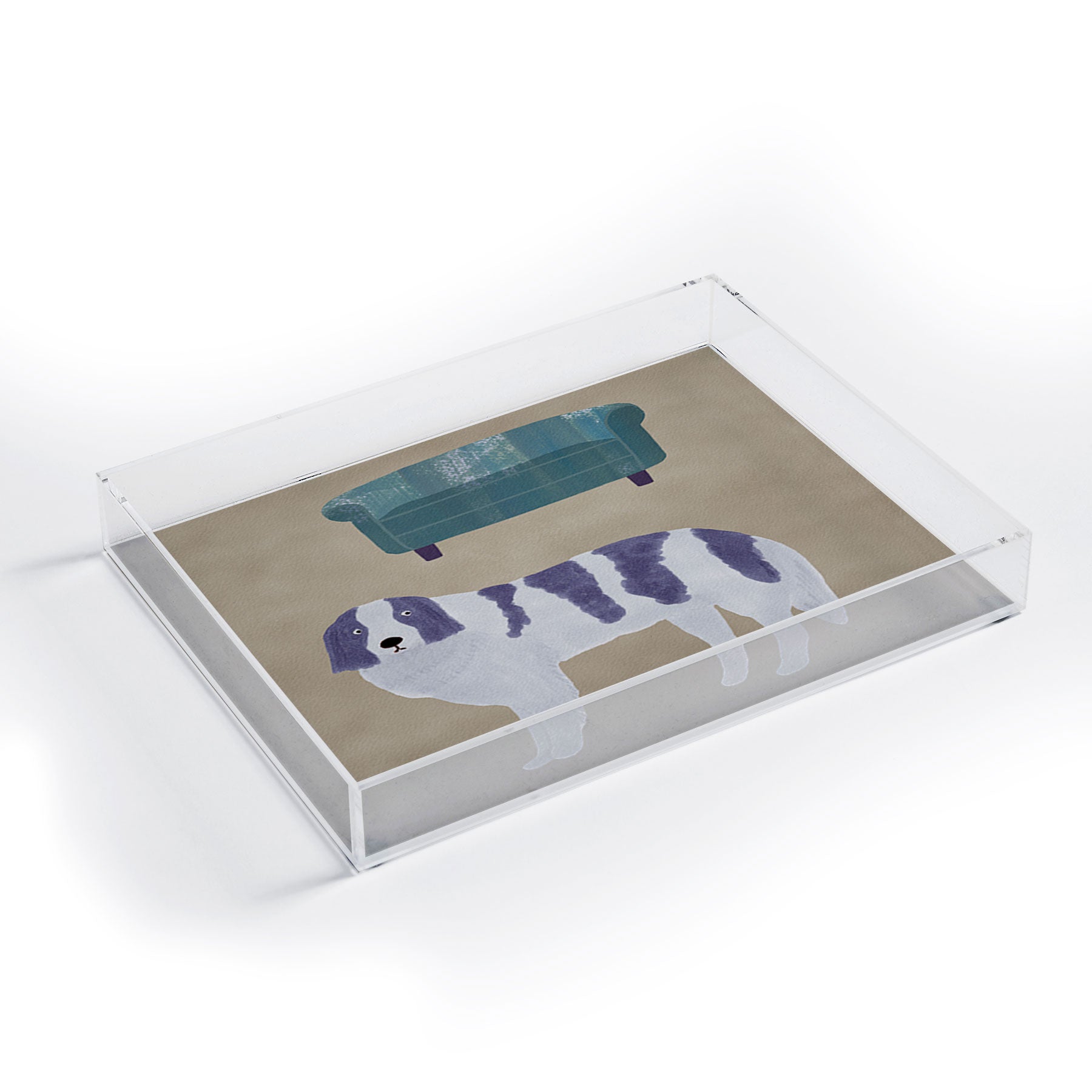 norarikka Dog and a Sofa Purple and Beige Acrylic Tray