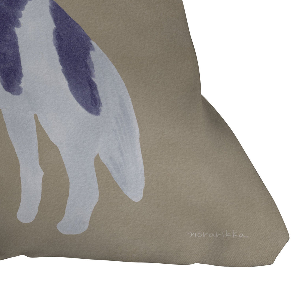 norarikka Dog and a Sofa Purple and Beige Throw Pillow
