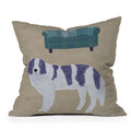 norarikka Dog and a Sofa Purple and Beige Outdoor Throw Pillow