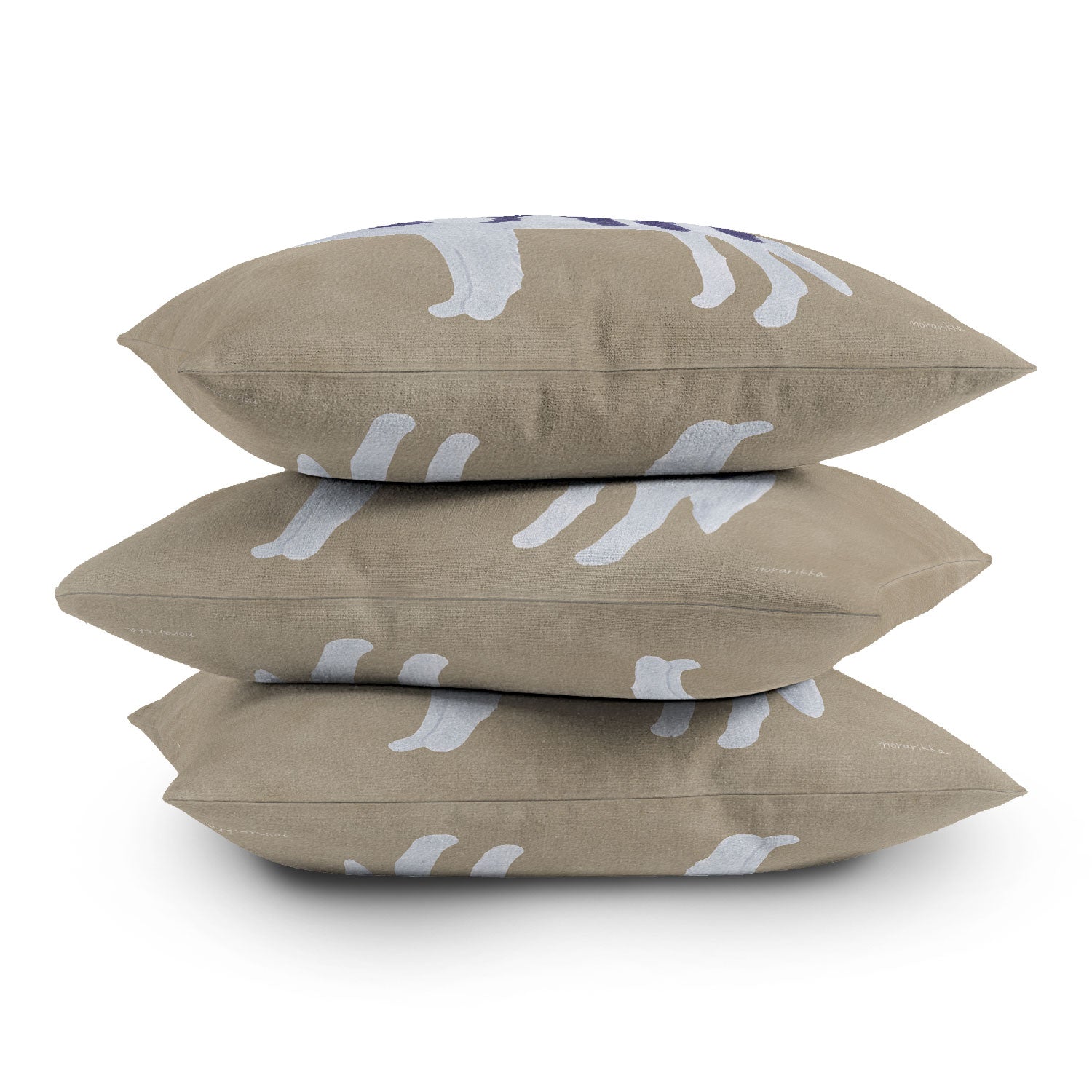 norarikka Dog and a Sofa Purple and Beige Outdoor Throw Pillow
