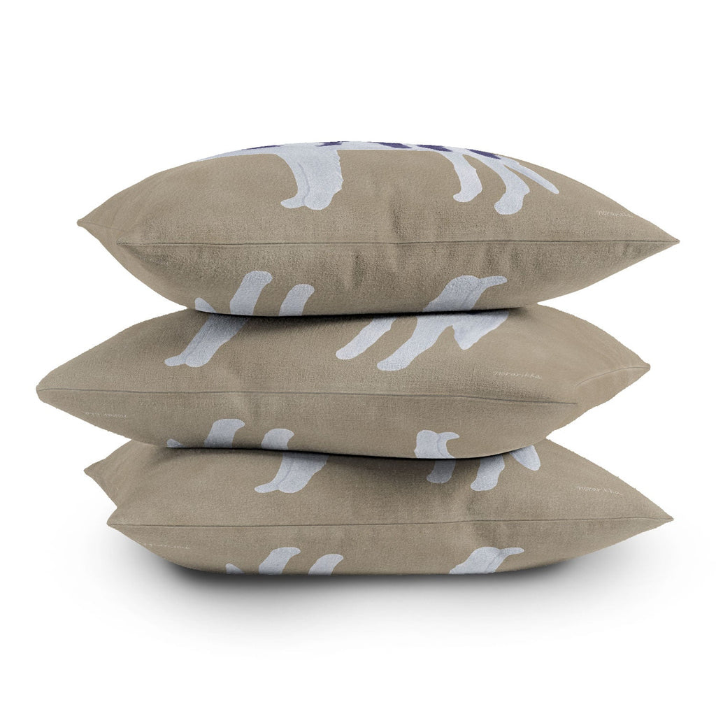 norarikka Dog and a Sofa Purple and Beige Throw Pillow