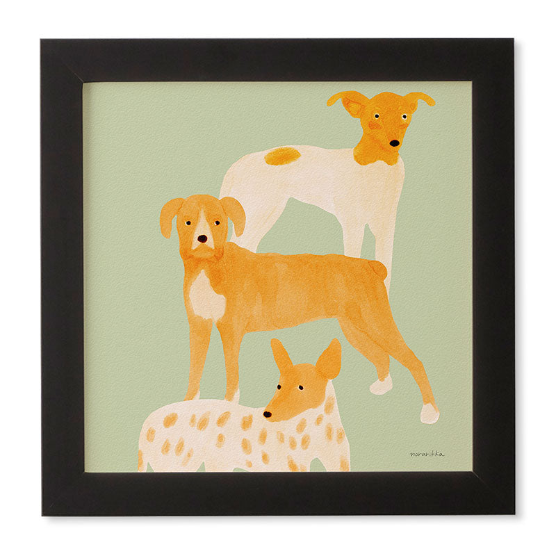 norarikka Three Dogs Lined Up Framed Wall Art