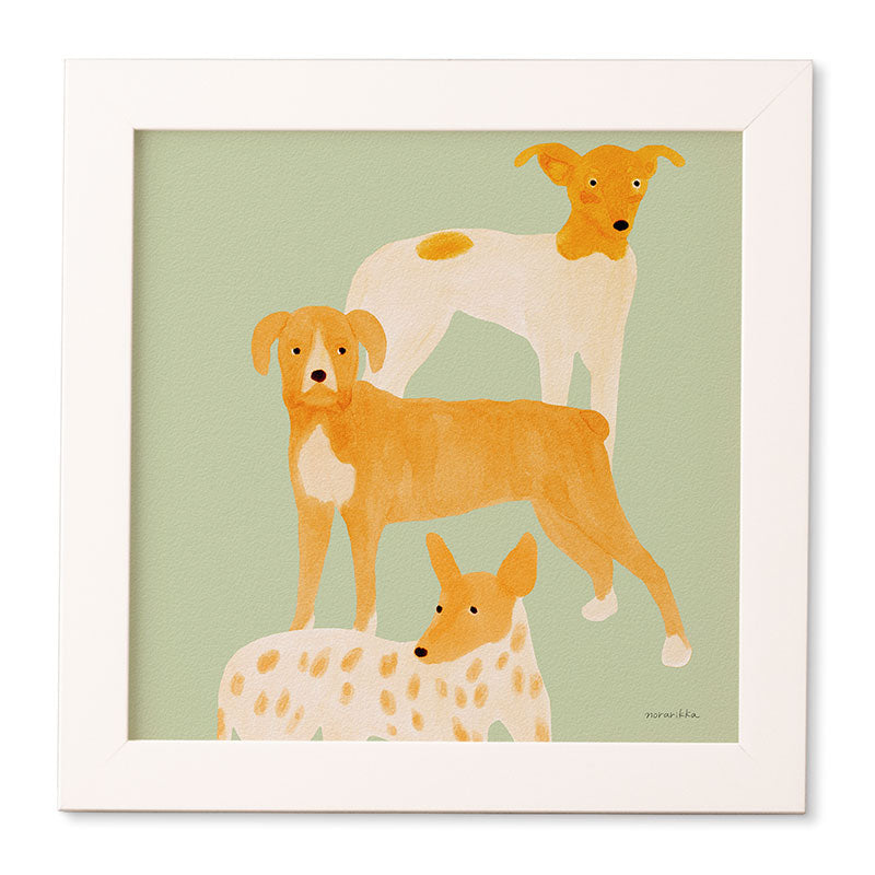 norarikka Three Dogs Lined Up Framed Wall Art