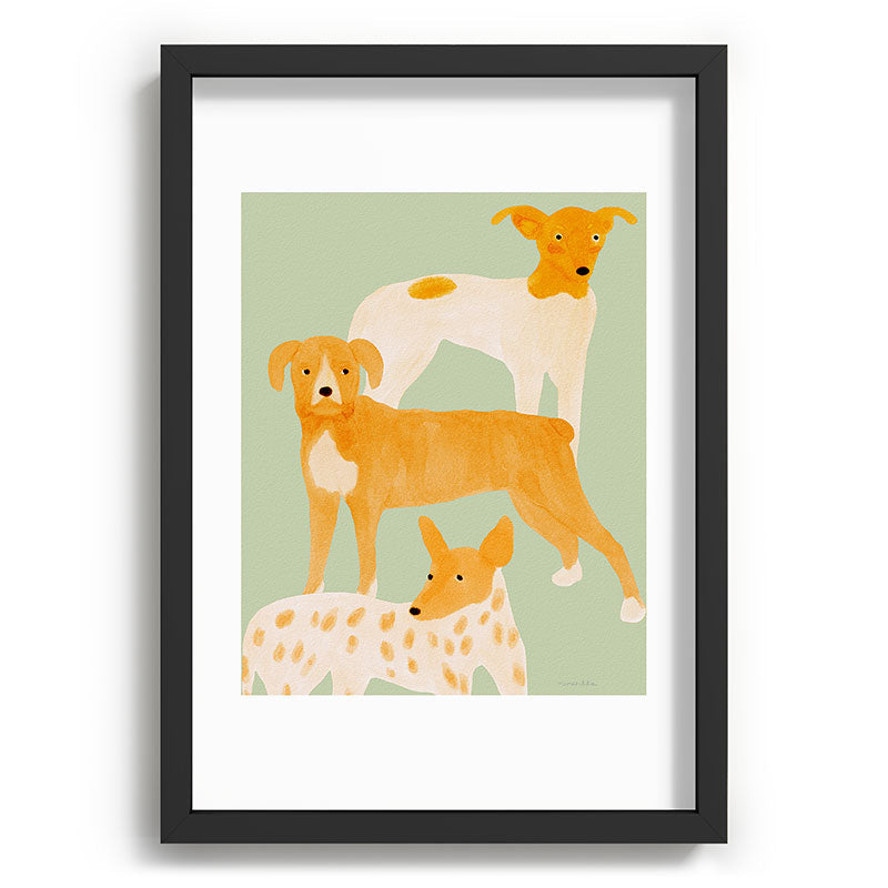 norarikka Three Dogs Lined Up Recessed Framing Rectangle