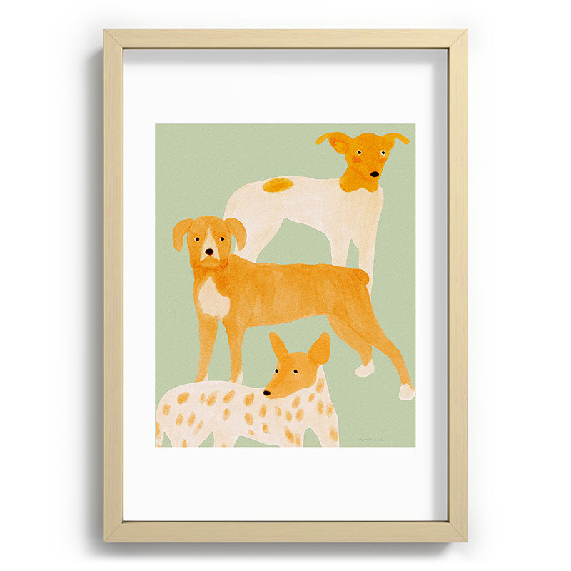 norarikka Three Dogs Lined Up Recessed Framing Rectangle
