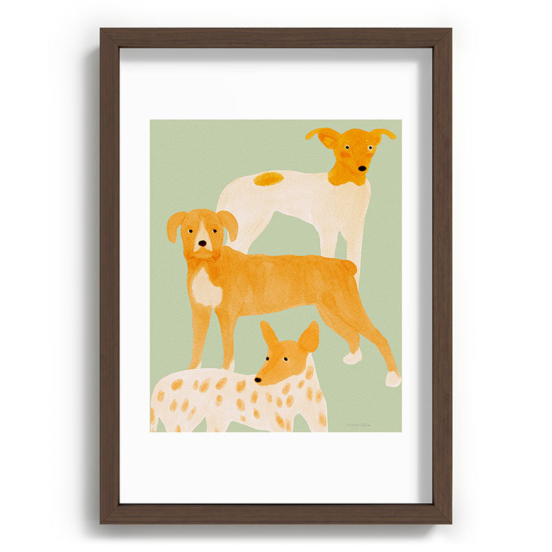 norarikka Three Dogs Lined Up Recessed Framing Rectangle