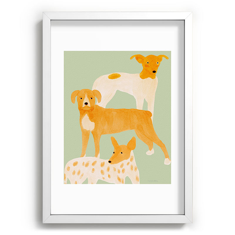 norarikka Three Dogs Lined Up Recessed Framing Rectangle