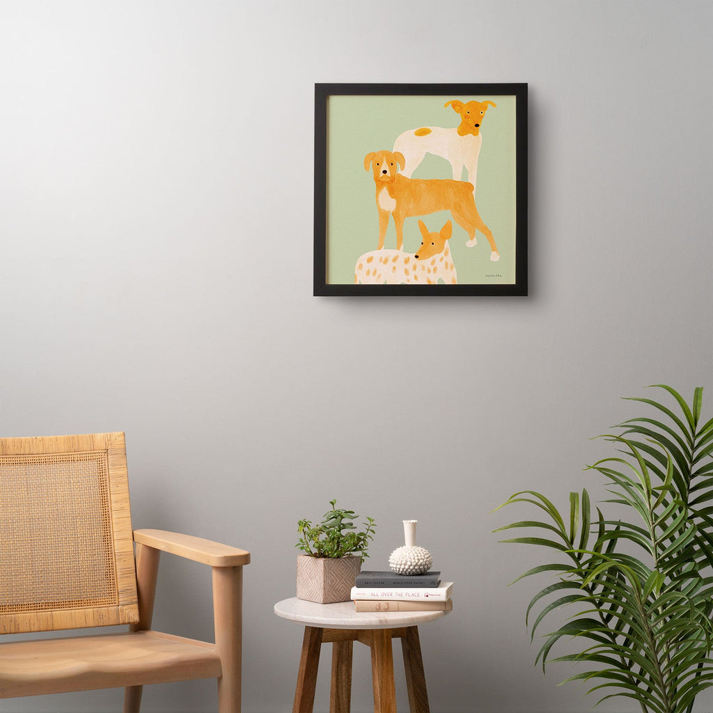 norarikka Three Dogs Lined Up Framed Wall Art