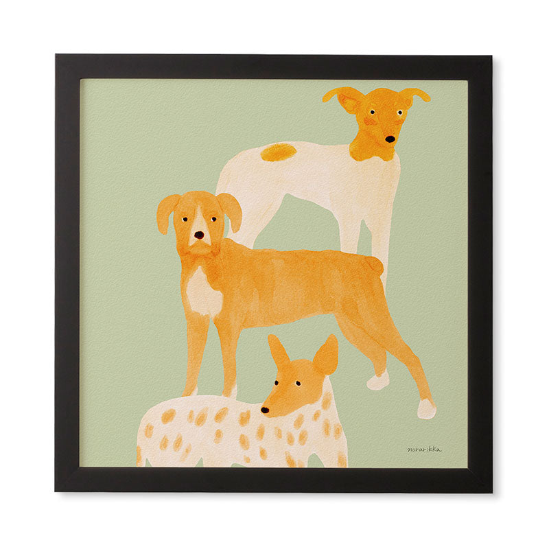 norarikka Three Dogs Lined Up Framed Wall Art