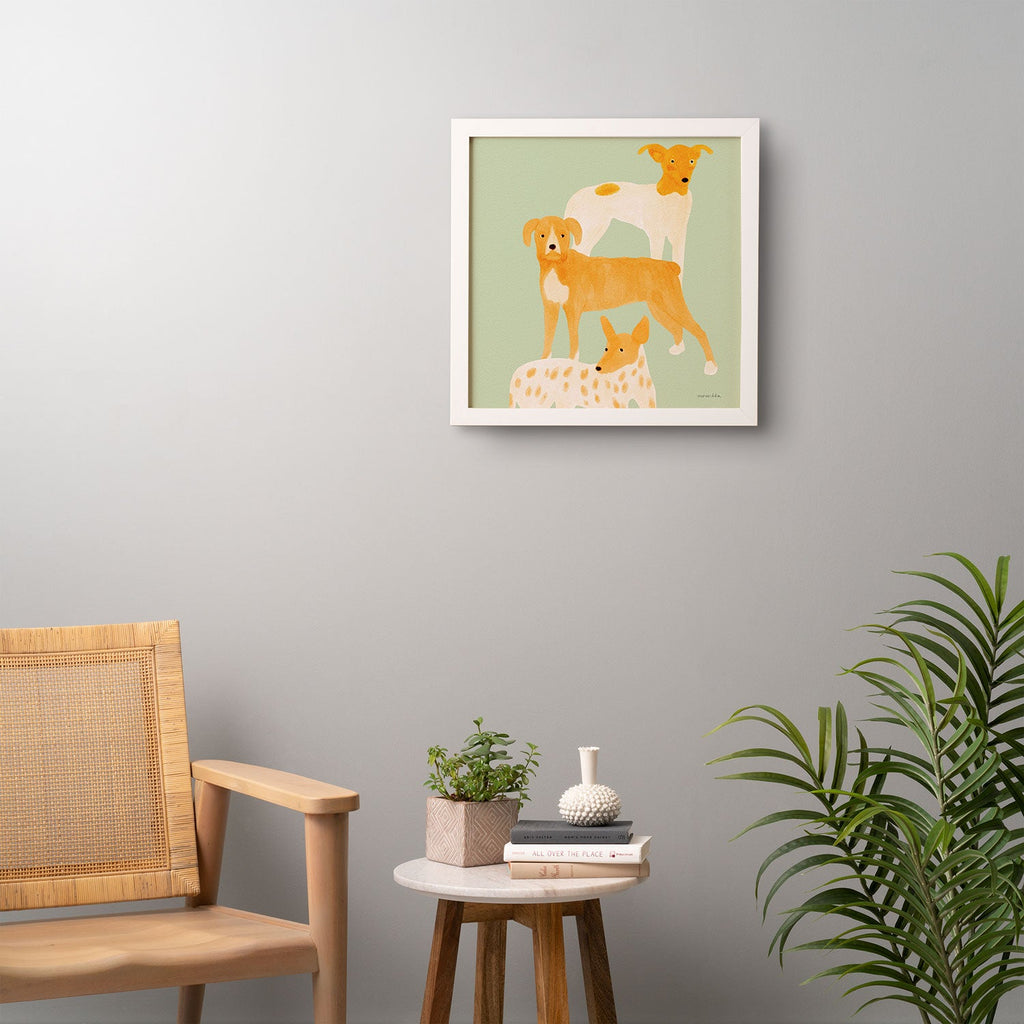 norarikka Three Dogs Lined Up Framed Wall Art