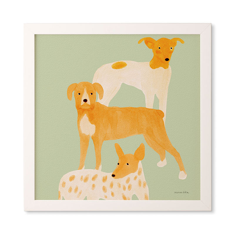 norarikka Three Dogs Lined Up Framed Wall Art
