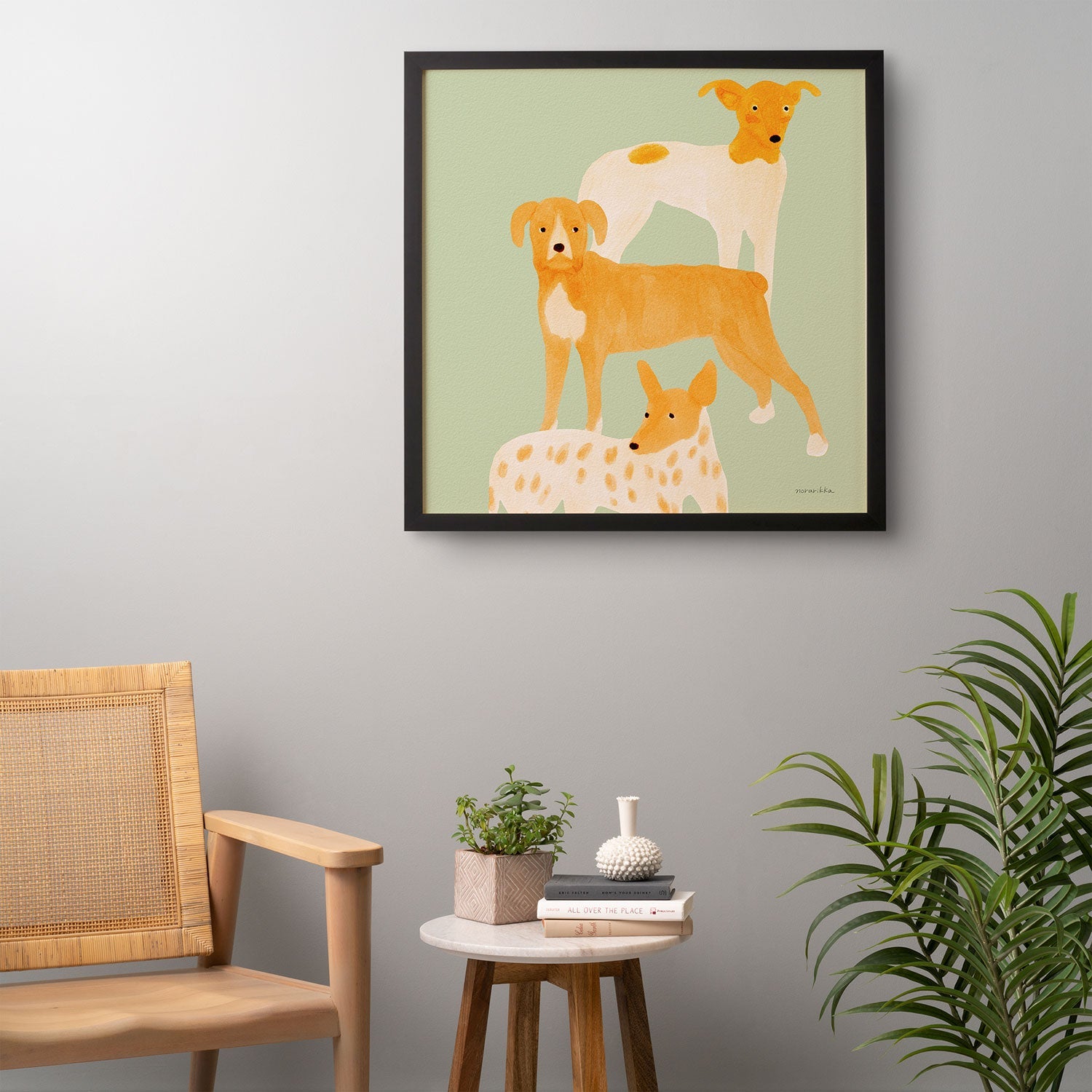 norarikka Three Dogs Lined Up Framed Wall Art