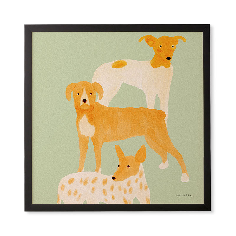 norarikka Three Dogs Lined Up Framed Wall Art