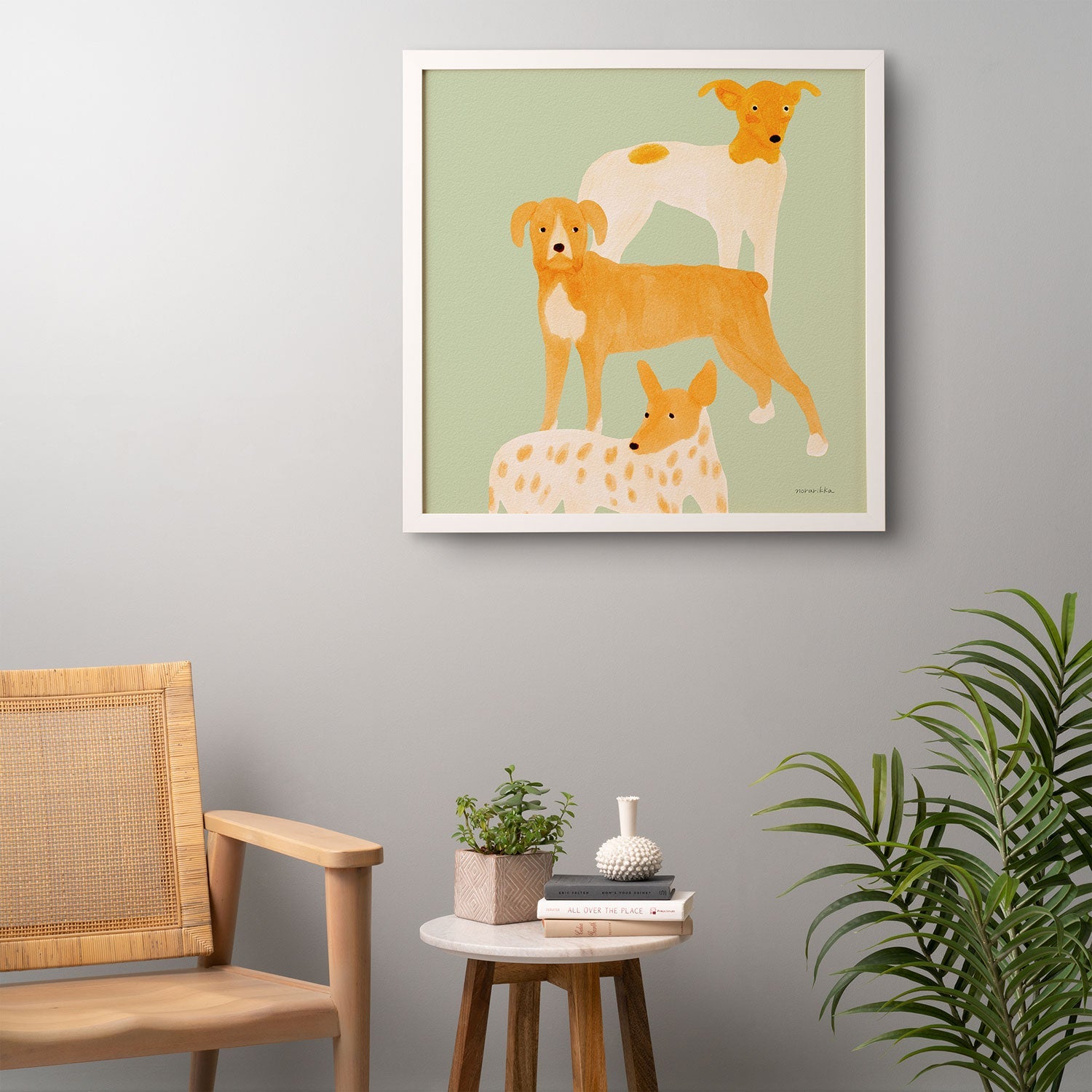 norarikka Three Dogs Lined Up Framed Wall Art