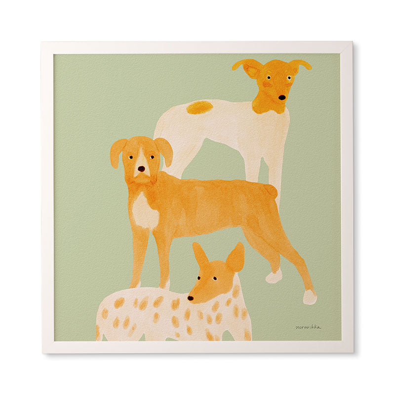 norarikka Three Dogs Lined Up Framed Wall Art