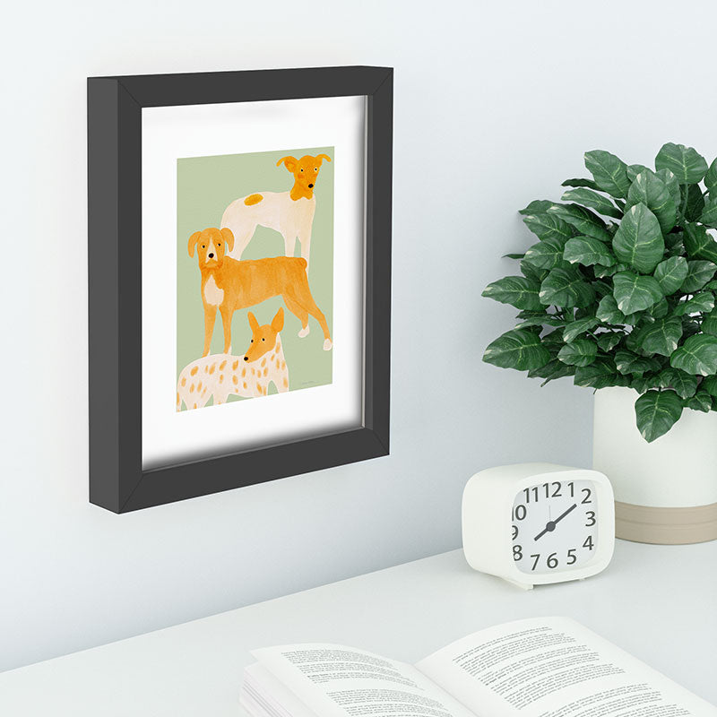 norarikka Three Dogs Lined Up Recessed Framing Rectangle