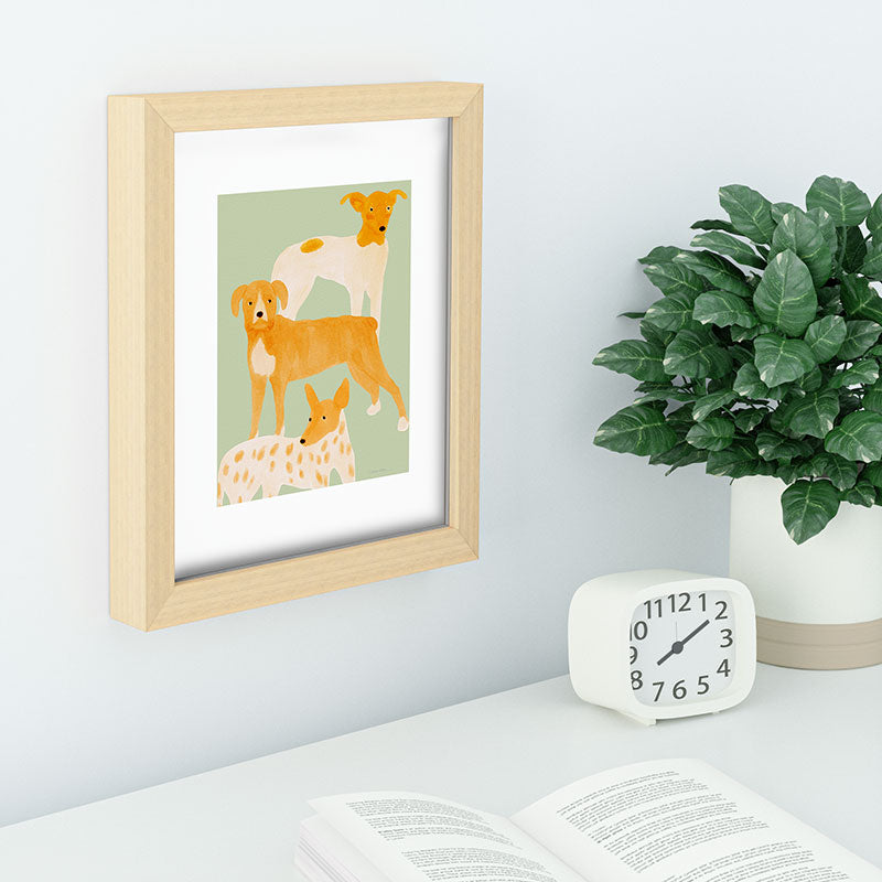 norarikka Three Dogs Lined Up Recessed Framing Rectangle