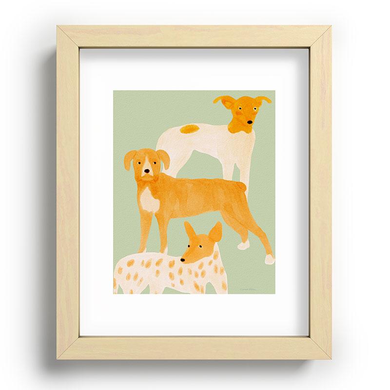 norarikka Three Dogs Lined Up Recessed Framing Rectangle