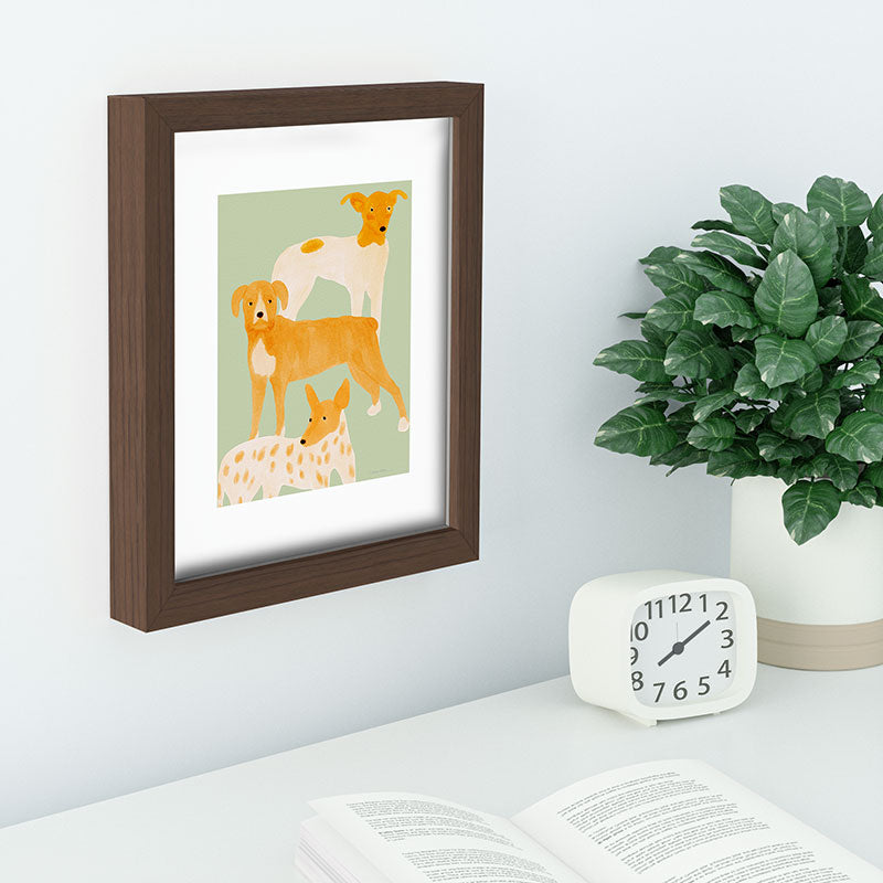norarikka Three Dogs Lined Up Recessed Framing Rectangle