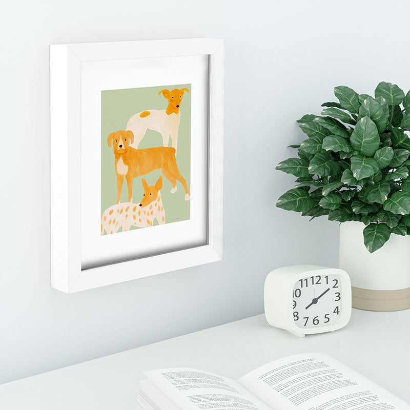 norarikka Three Dogs Lined Up Recessed Framing Rectangle