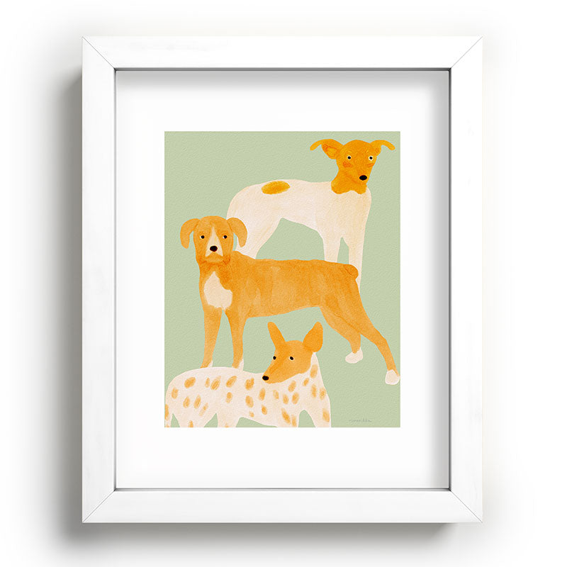 norarikka Three Dogs Lined Up Recessed Framing Rectangle