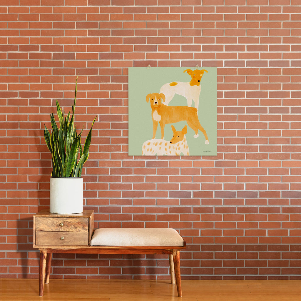 norarikka Three Dogs Lined Up Art Print