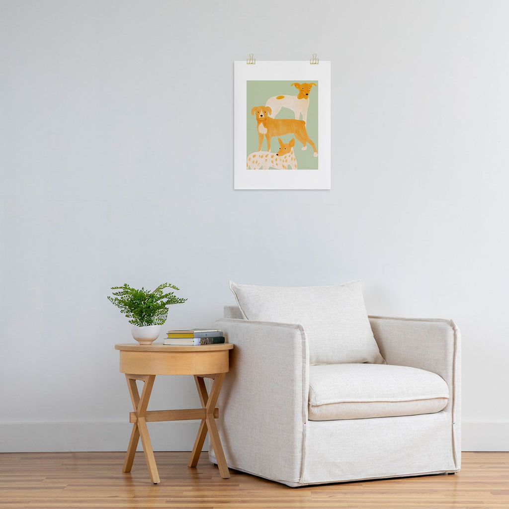 norarikka Three Dogs Lined Up Art Print