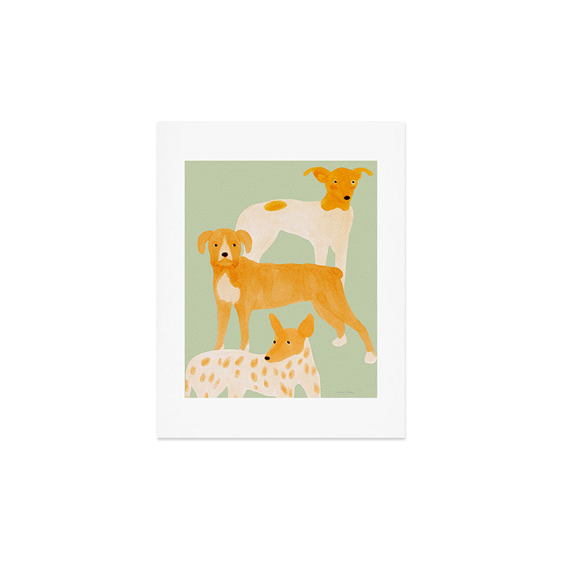 norarikka Three Dogs Lined Up Art Print
