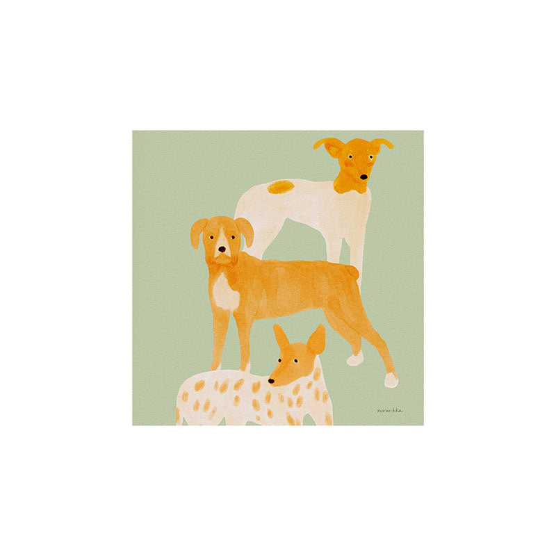norarikka Three Dogs Lined Up Art Print