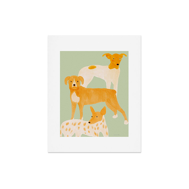 norarikka Three Dogs Lined Up Art Print
