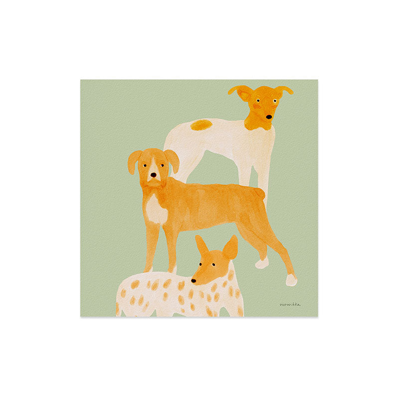 norarikka Three Dogs Lined Up Art Print