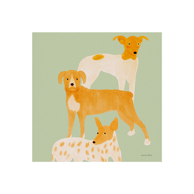 norarikka Three Dogs Lined Up Art Print