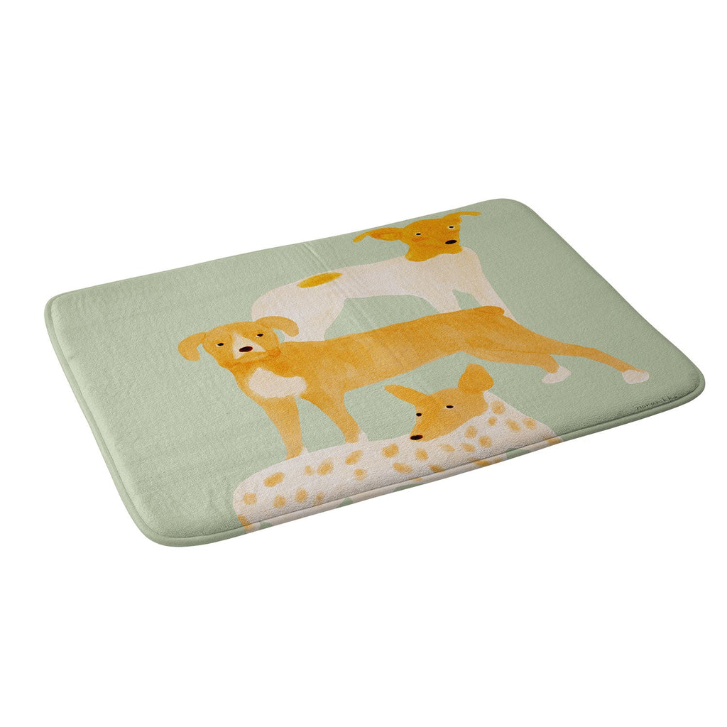 norarikka Three Dogs Lined Up Memory Foam Bath Mat