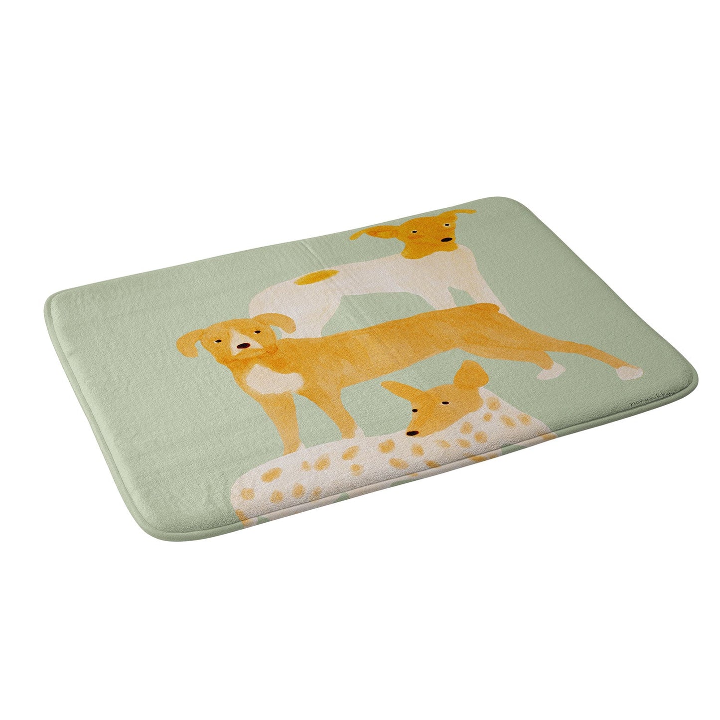 norarikka Three Dogs Lined Up Memory Foam Bath Mat