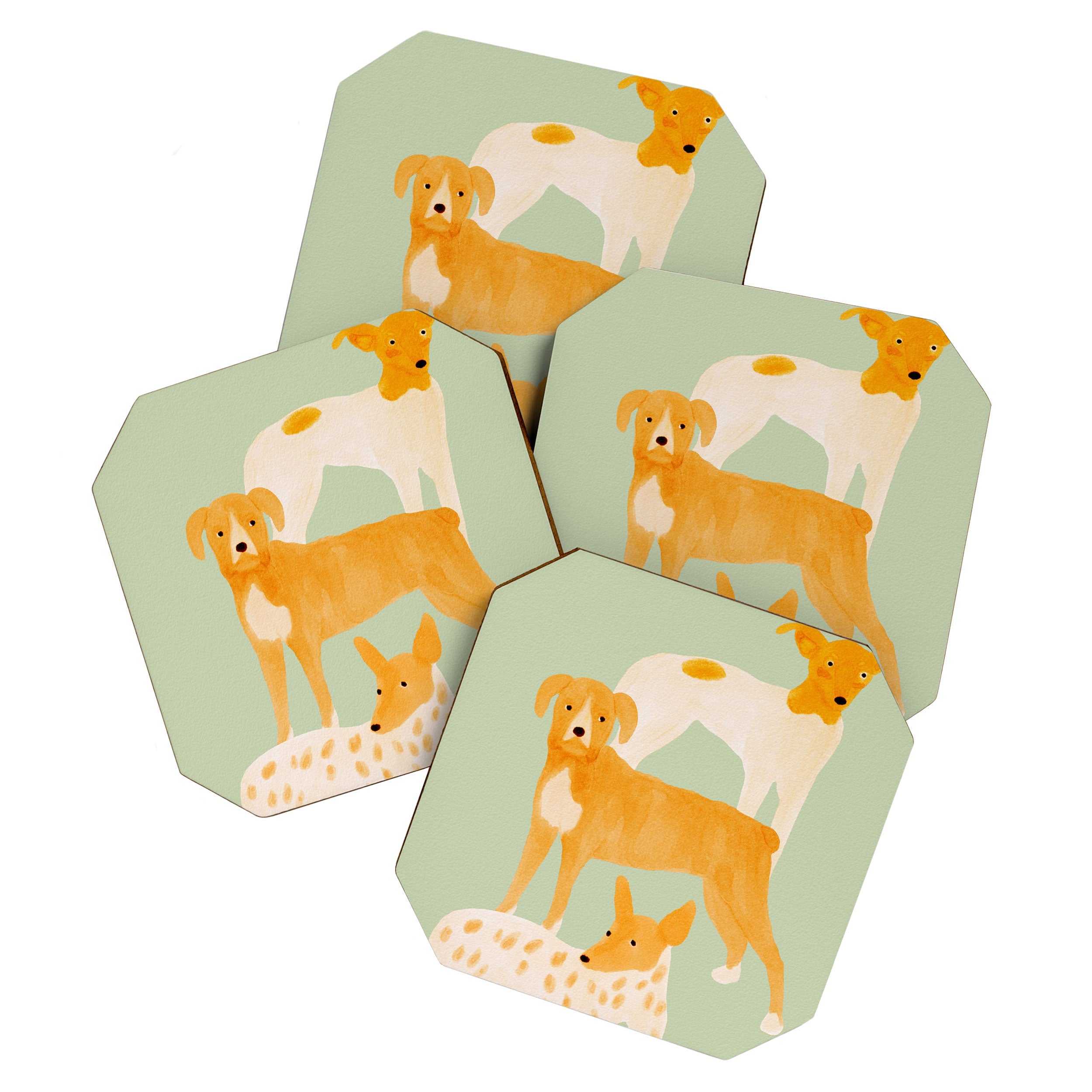 norarikka Three Dogs Lined Up Coaster Set